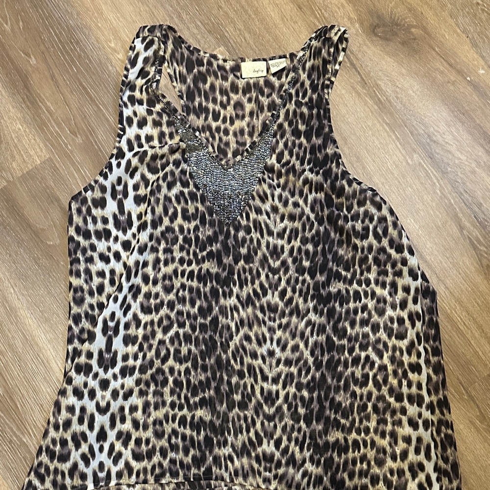 Daytrip Leopard Print Tank Top with Beaded Detail